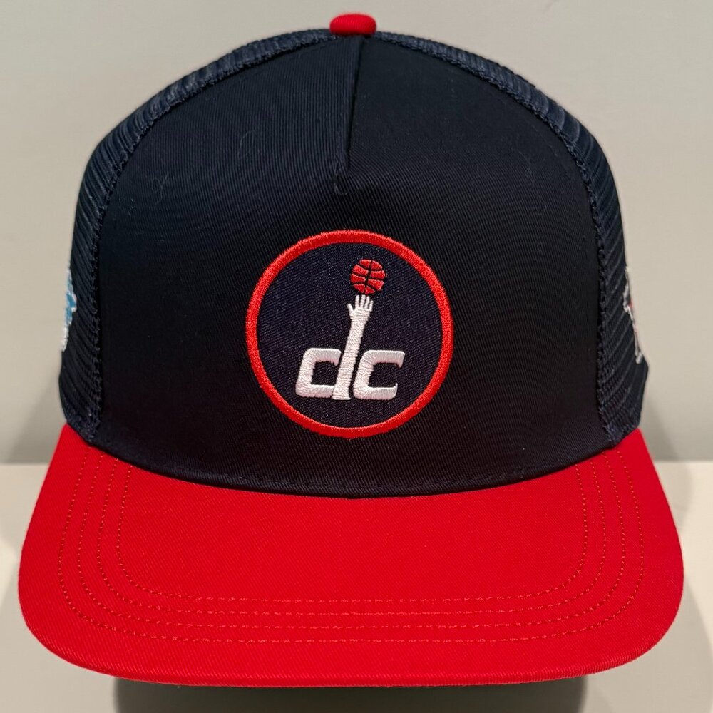 Washington Wizards Alexandre Sarr MOMA Snapback Adjustable Trucker Hat Blue/Red